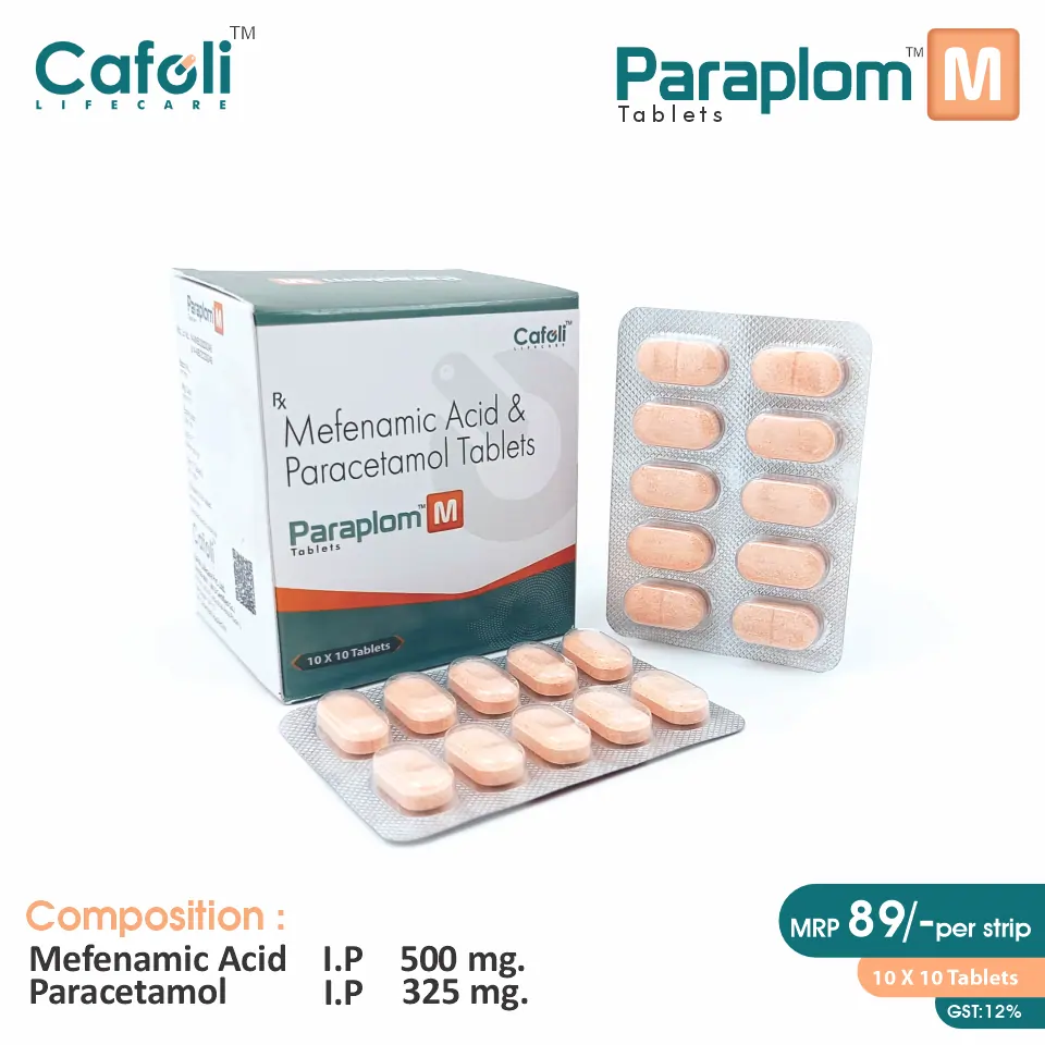 Mefenamic Acid (500mg) + Paracetamol (325mg) Tablet at best price in PCD Pharma Franchise for Pain Relief.